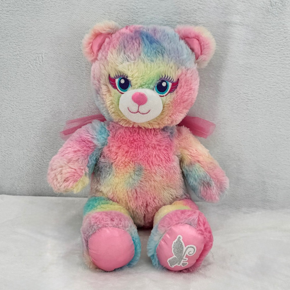Build-A-Bear Beary Fairy Friends Pastel Teddy Bear 16" Rainbow Tie Dye Plush Toy